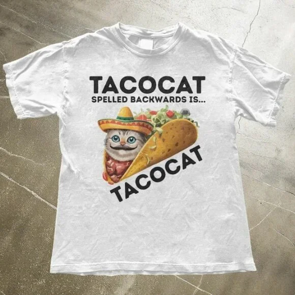 Taco Cat Humorous Unisex T-Shirt - Picture 1 of 3
